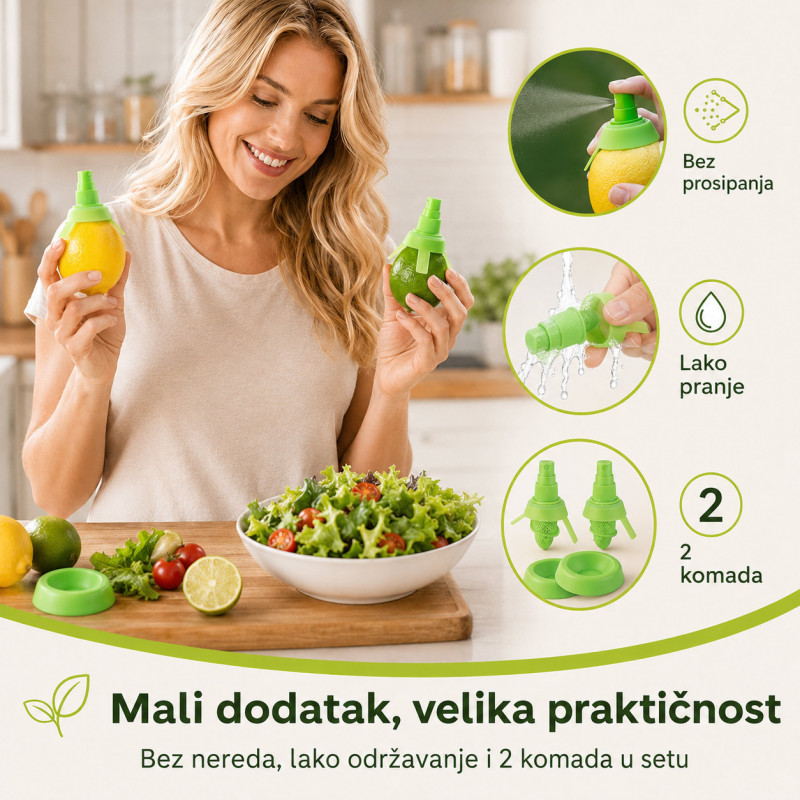 Sprej za limun i limetu – set 2u1 sa podmetačem