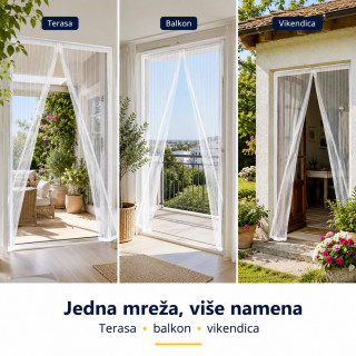 Magic Mesh magnetna mreža za vrata – protiv komaraca i insekata - BELA