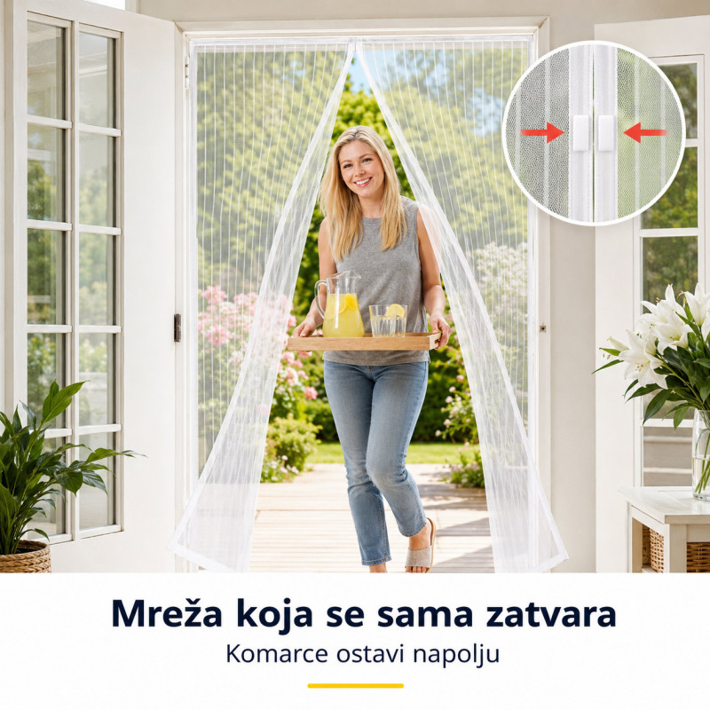 Magic Mesh magnetna mreža za vrata – protiv komaraca i insekata - BELA