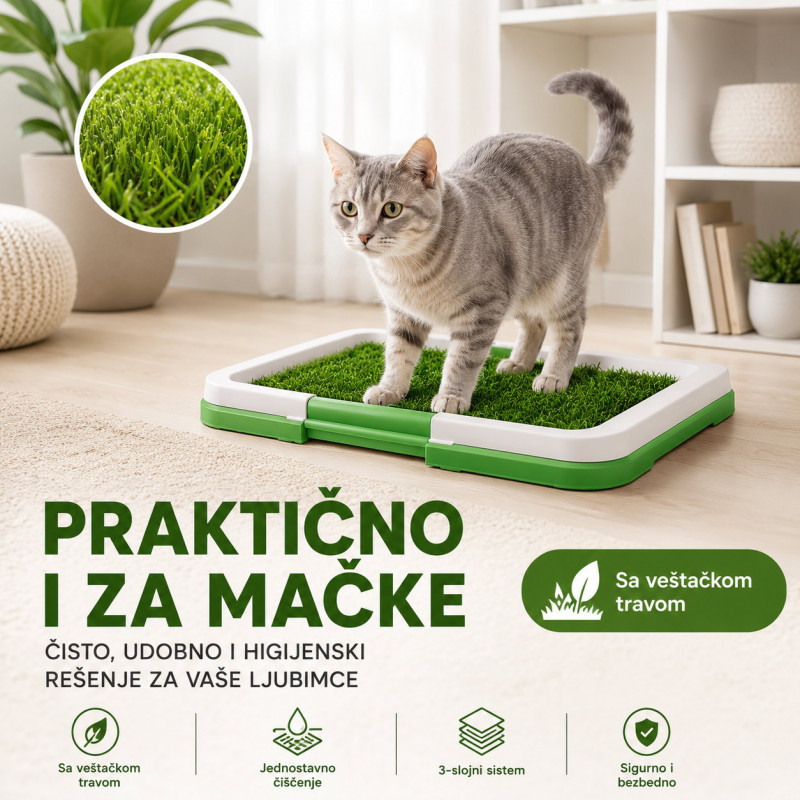 Higijenski toalet za ljubimce sa veštačkom travom za pse i mačke – za stan i terasu