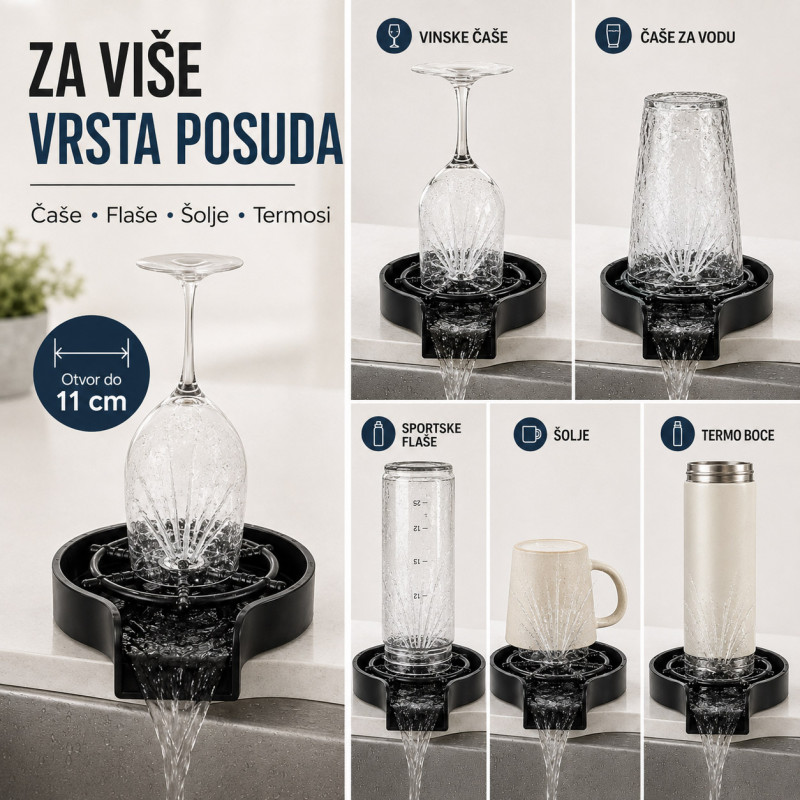 Automatski ispirač čaša i flaša za sudoperu