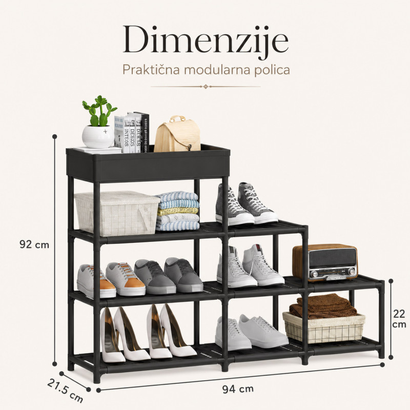 Višenamenska modularna polica za obuću i odlaganje