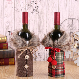 Christmas Wine - Dekorativna navlaka za vinsku flašu sa krznom