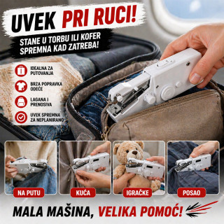 Mini mašina za šivenje - Brza popravka odeće bez igle, konca i nošenja kod krojača.