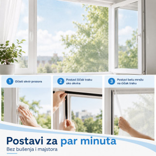 Bela mreža za prozor protiv komaraca 1,3 x 1,5 m