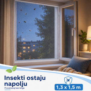 Bela mreža za prozor protiv komaraca 1,3 x 1,5 m