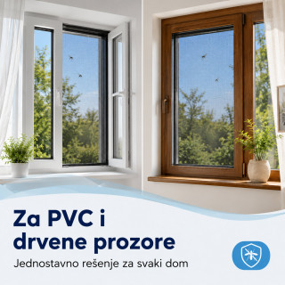 Crna mreža za prozor protiv komaraca 1,3 x 1,5 m