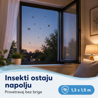 Crna mreža za prozor protiv komaraca 1,3 x 1,5 m
