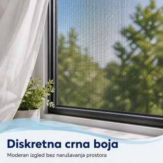 Crna mreža za prozor protiv komaraca 1,3 x 1,5 m