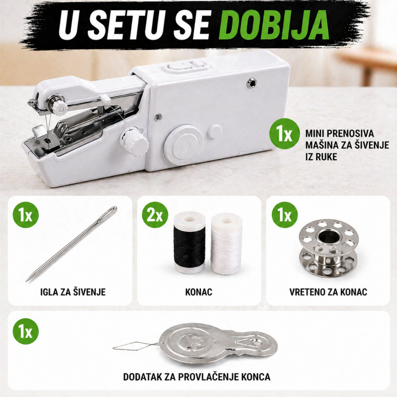 Mini mašina za šivenje - Brza popravka odeće bez igle, konca i nošenja kod krojača.
