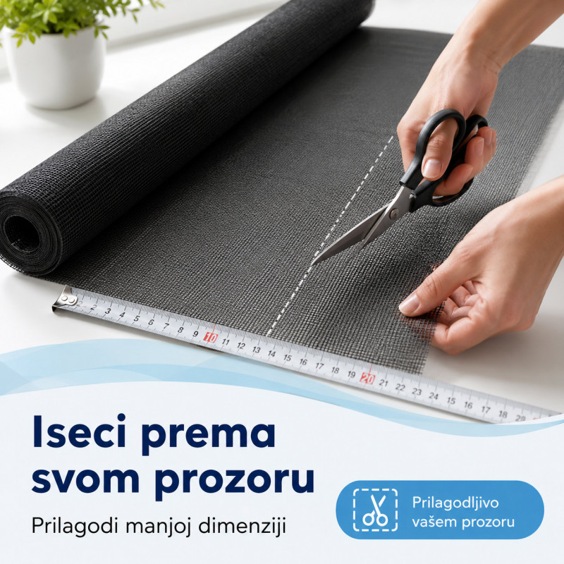 Crna mreža za prozor protiv komaraca 1,3 x 1,5 m
