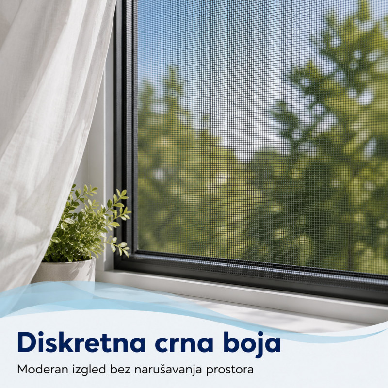 Crna mreža za prozor protiv komaraca 1,3 x 1,5 m