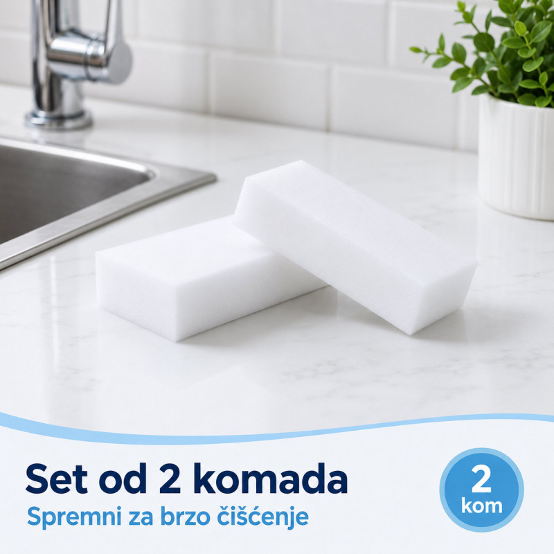 Set 2 magična melaminska sunđera za čišćenje bez hemije