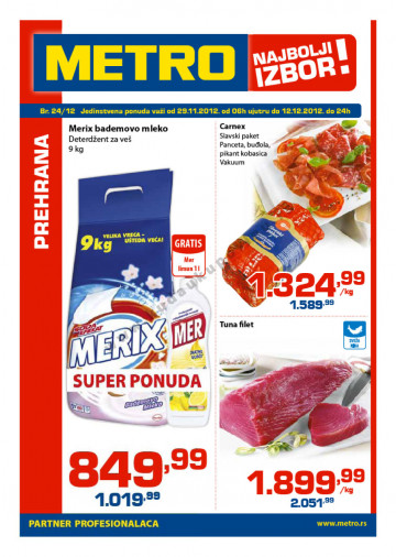 Metro Katalog Akcija Hrana 29 11 12 12 2012 Kuda U Kupovinu