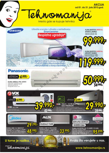 Tehnomanija Katalog Akcija Kucni Aparati 01 07 31 07 2013 Kuda U Kupovinu
