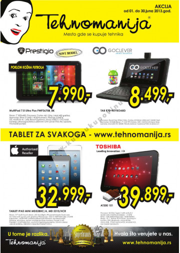 Tehnomanija Katalog Akcija Tableti I Mobilni 01 06 30 06 2013 Kuda U Kupovinu
