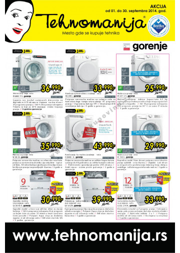 Tehnomanija Katalog Akcija Bela Tehnika 01 09 30 09 2014 Kuda U Kupovinu