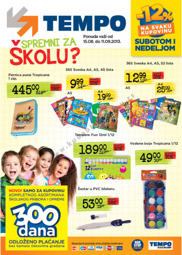 Tempo Akcija Katalog Sve Za Skolu 15 08 11 09 2013 Kuda U Kupovinu