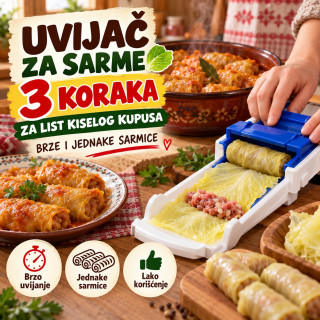 Uvijač za sarme u 3 koraka – za brže i jednake sarmice - Za kupus, zelje, blitvu, vinovu lozu i rolnice