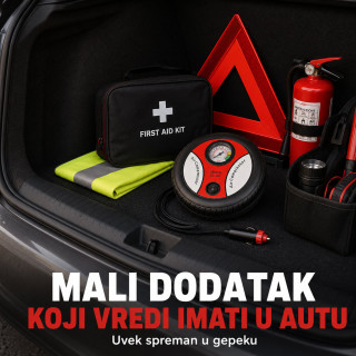 Auto kompresor za gume 12V u obliku točka – prenosiva pumpa za automobil, bicikl i lopte