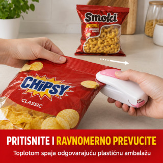 Mini aparat za zatvaranje otvorenih kesa – na baterije