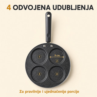 Nelepljivi tiganj sa 4 udubljenja za jaja i mini palačinke