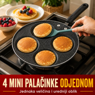 Nelepljivi tiganj sa 4 udubljenja za jaja i mini palačinke