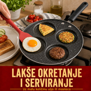 Nelepljivi tiganj sa 4 udubljenja za jaja i mini palačinke