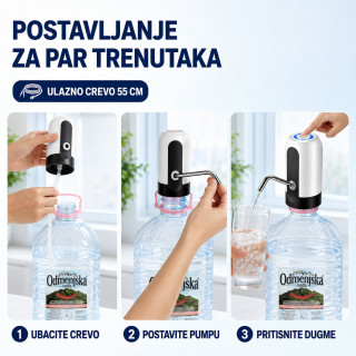 Električna pumpa za balone i flaše za vodu 1,5–18,9 L – USB punjenje