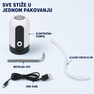 Električna pumpa za balone i flaše za vodu 1,5–18,9 L – USB punjenje