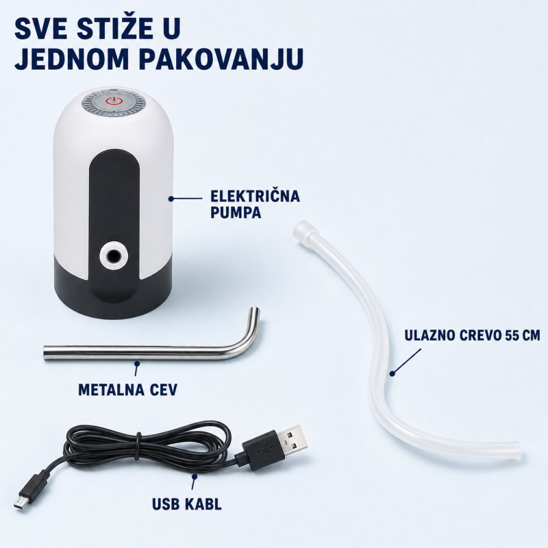 Električna pumpa za balone i flaše za vodu 1,5–18,9 L – USB punjenje