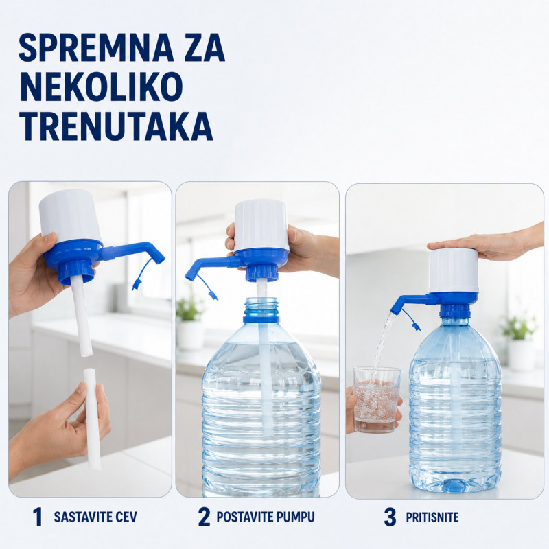 Ručna pumpa za velike flaše i balone za vodu 2,5–10 L