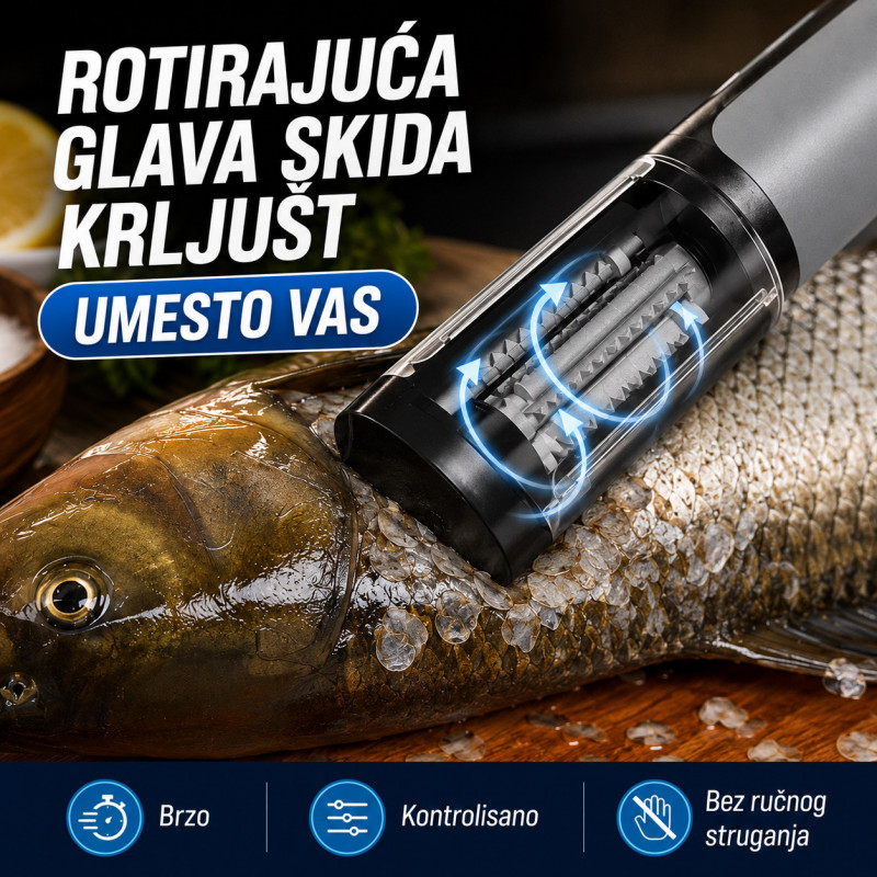 Električni skidač krljušti za ribu – bežični aparat za brzo čišćenje ribe