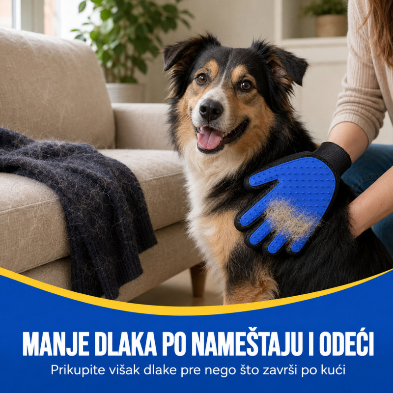 Rukavica za češljanje i uklanjanje viška dlake pasa i mačaka – True Touch