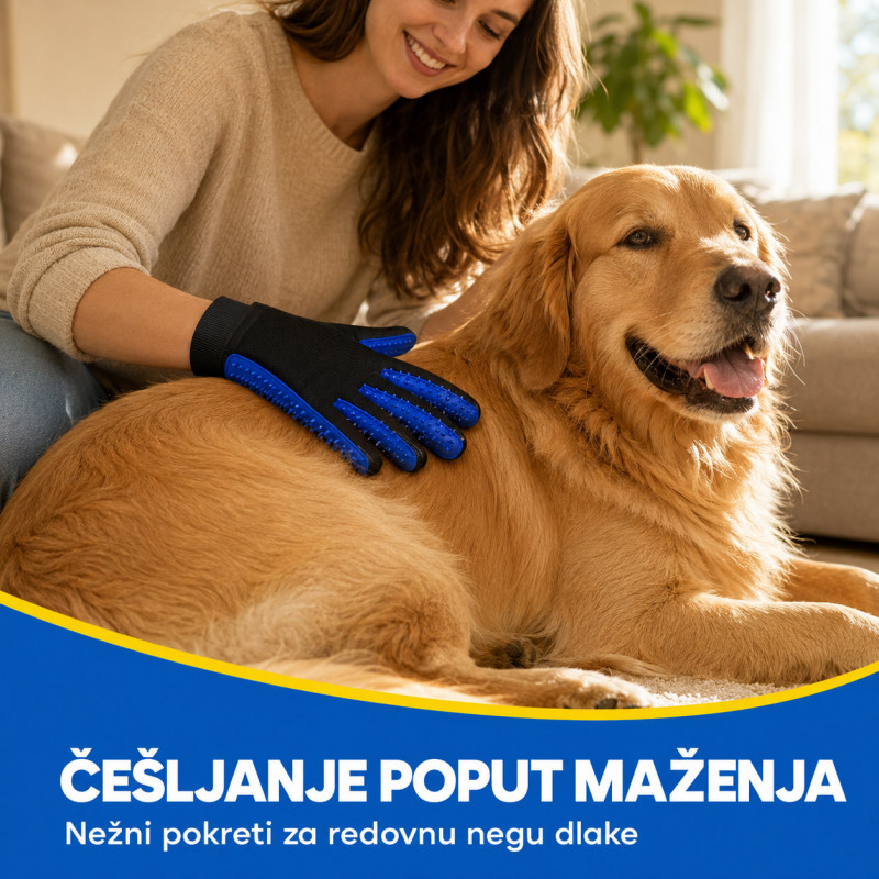 Rukavica za češljanje i uklanjanje viška dlake pasa i mačaka – True Touch