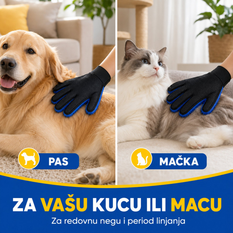 Rukavica za češljanje i uklanjanje viška dlake pasa i mačaka – True Touch