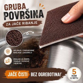 Set 5 grubih sunđera za šerpe, tiganje i tvrdokorne naslage - Scrub Sponge