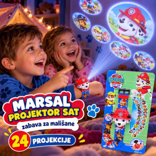Patrolne Šape Maršal Projektor - Dečiji Digitalni Sat sa 24 Projekcije Patrolnih Šapa