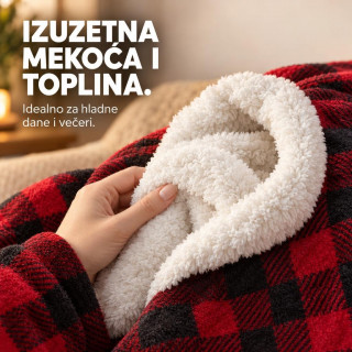 Blanket Hoodie - Duks Ćebe sa rukavima Karirano Crveno