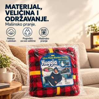 Blanket Hoodie - Duks Ćebe sa rukavima Karirano Crveno