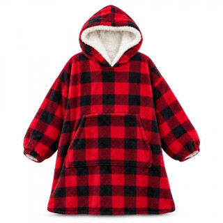 Blanket Hoodie - Duks Ćebe sa rukavima Karirano Crveno