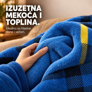 Blanket Hoodie - Duks Ćebe sa rukavima Karirano Plavo