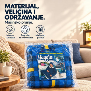 Blanket Hoodie - Duks Ćebe sa rukavima Karirano Plavo