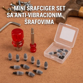 Mini šrafciger set sa anti-vibracionim šrafovima