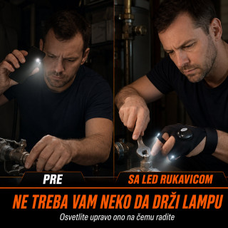 LED rukavica sa svetlom na prstima – za rad slobodnim rukama