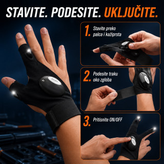 LED rukavica sa svetlom na prstima – za rad slobodnim rukama
