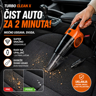 Auto bez mrva za 2 minuta – Turbo Clean X moćni usisivač za automobil
