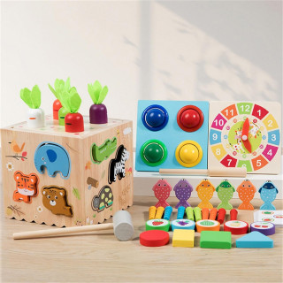 Drvena kocka Montessori zabave - 8u1 set za radoznale mališane