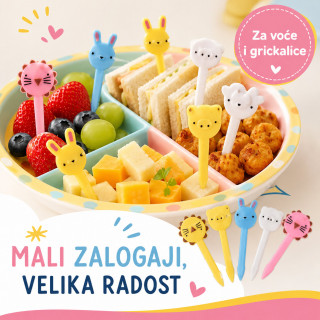 Mini viljuškice za decu – šareni pikeri za voće i užinu 10 komada