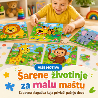 Drvena slagalica za decu sa životinjama – edukativne puzzle 9 delova